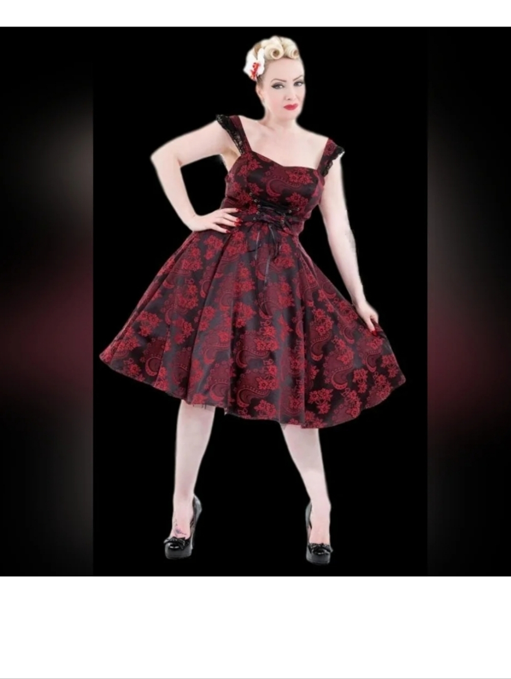 Beautiful Vintage Swing Style Pinup Dress with Corset-like Lacing